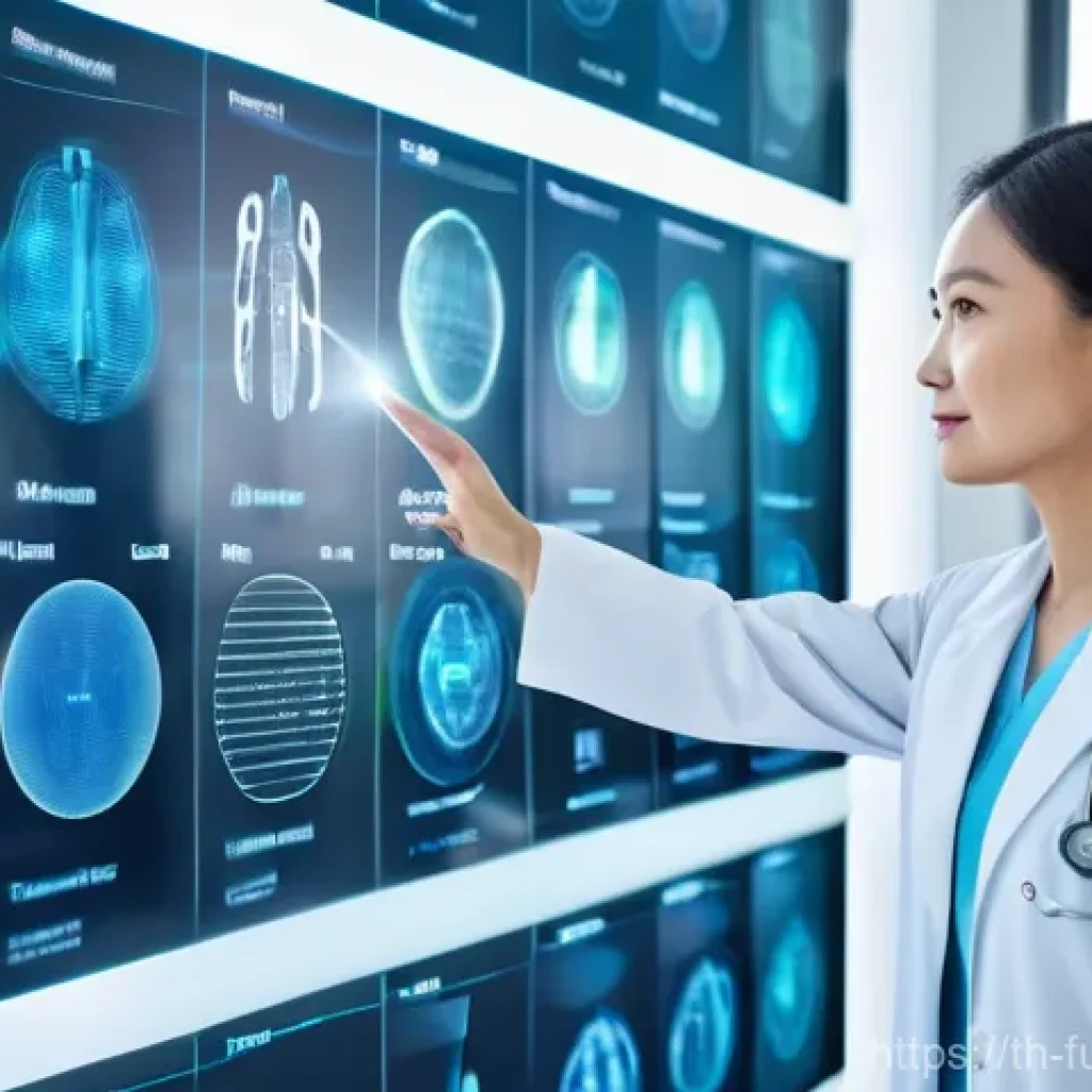 바이오테크와 의료 데이터 분석의 중요성 - **Prompt:** A highly advanced, clean, and bright medical clinic in a futuristic Thai city. A female ...