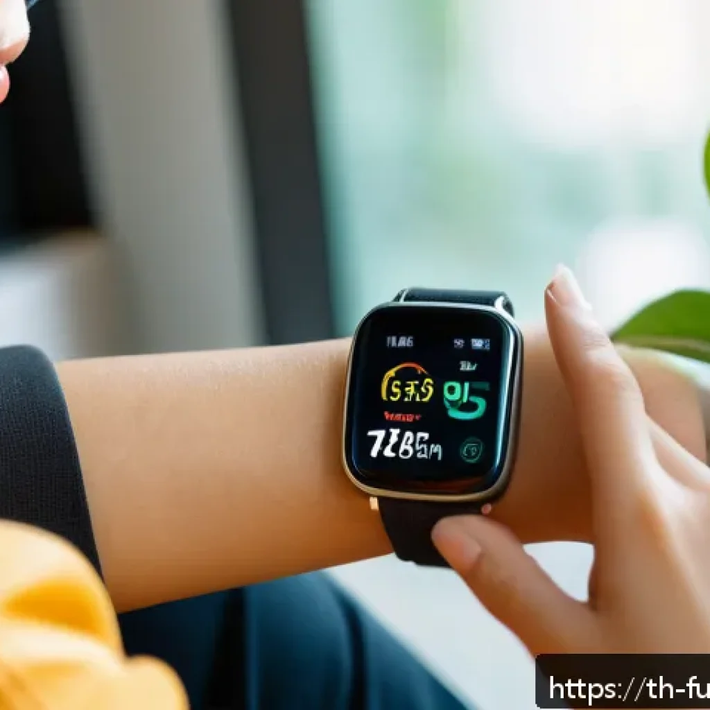 바이오테크와 모바일 헬스 앱의 발전 - A modern Thai woman using a smartphone app to monitor her health in real-time, wearing a stylish sma...