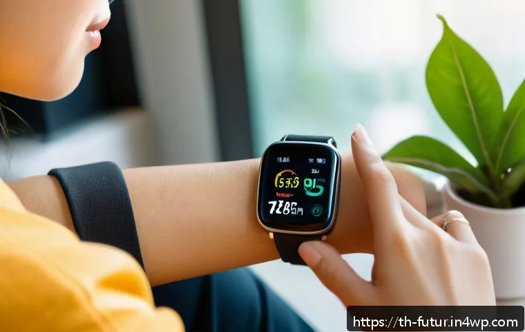 바이오테크와 모바일 헬스 앱의 발전 - A modern Thai woman using a smartphone app to monitor her health in real-time, wearing a stylish sma...
