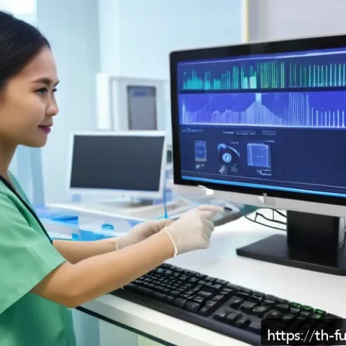 바이오테크와 환자 경험 향상 방안 - A modern hospital setting in Bangkok featuring a diverse Thai patient wearing casual clothing, under...
