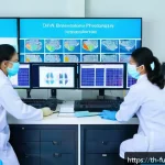바이오테크와 환자 안전성 확보 방안 - A modern biotechnology laboratory in Thailand, featuring advanced DNA sequencing machines and bioinf...
