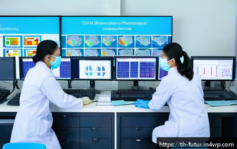 바이오테크와 환자 안전성 확보 방안 - A modern biotechnology laboratory in Thailand, featuring advanced DNA sequencing machines and bioinf...